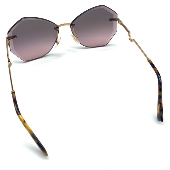 MIU MIU Authentic Scenique Geometric Gradient Gold Tortoise Brown Sunglasses - Picture 4 of 8